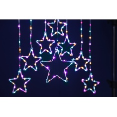 Festive Star Curtain Light Aurora 120cm - Multicolour