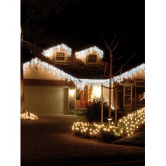 Festive 5.8m Indoor & Outdoor 240 Snowing Icicle LED Lights 4 Way - Blue & White