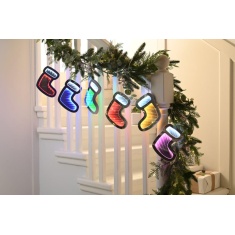 Festive Infinity Garland With 6 Christmas Stockings - 175cm Festive Infinity Garland With 6 Christmas Stockings - 175cm