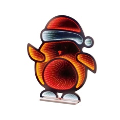Premier Standing Robin with Santa Hat Infinity Mirror - 60cm