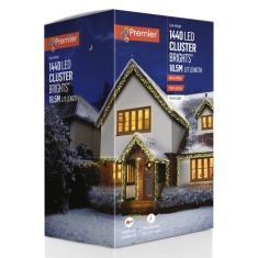 Premier 1440 LED Cluster with Timer 18.6m - Warm White