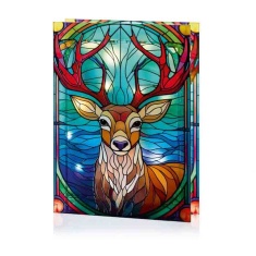 Premier Lit Stag Stained Glass - 21cm Premier Lit Stag Stained Glass - 21cm