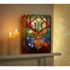 Premier Lit Stag Stained Glass - 21cm Premier Lit Stag Stained Glass - 21cm