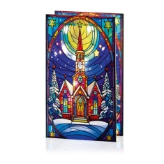 Premier Lit Church with Star Stained Glass - 21cm Premier Lit Church with Star Stained Glass - 21cm