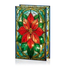 Premier Lit Poinsettia Stained Glass - 21cm Premier Lit Poinsettia Stained Glass - 21cm