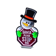 Lumineo LED Infinity Snowman Stop Here Sign 60cm Lumineo LED Infinity Snowman Stop Here Sign 60cm
