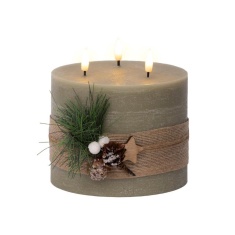 Lumineo LED Triple Wick Candle 15cm - Green Lumineo LED Triple Wick Candle 15cm - Green