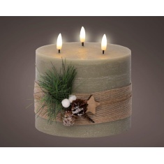 Lumineo LED Triple Wick Candle 15cm - Green Lumineo LED Triple Wick Candle 15cm - Green