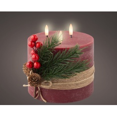 Lumineo LED Triple Wick Candle 15cm - Oxblood Lumineo LED Triple Wick Candle 15cm - Oxblood