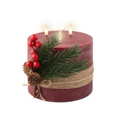 Lumineo LED Triple Wick Candle 15cm - Oxblood Lumineo LED Triple Wick Candle 15cm - Oxblood