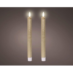 Lumineo LED Twin Pack Dinner Candle 24.5cm - Gold Lumineo LED Twin Pack Dinner Candle 24.5cm - Gold