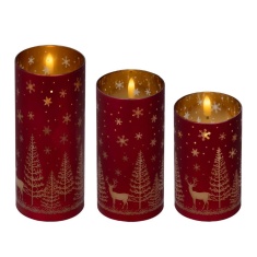 Lumineo Set Of 3 LED Candles - Red Lumineo Set Of 3 LED Candles - Red