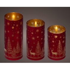 Lumineo Set Of 3 LED Candles - Red Lumineo Set Of 3 LED Candles - Red