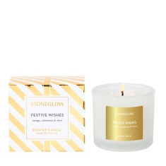 Stoneglow Festive Wishes Orange, Cinnamon & Clove Scented Candle - 210g Stoneglow Festive Wishes Orange, Cinnamon & Clove Scented Candle - 210g