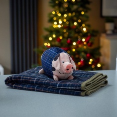 Zoon Pet Pig-In-Blanket Dog Toy & Comforter - Navy Check Zoon Pet Pig-In-Blanket Dog Toy & Comforter - Navy Check