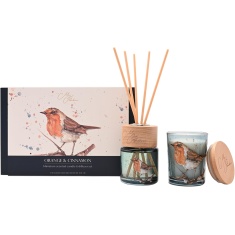 Meg Hawkins Mini Candle & Diffuser Gift Set Robin - Orange & Cinnamon