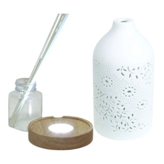 Aromatize LED Ceramic Clean Linen Diffuser 19cm - Leaf