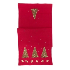 Peggy Wilkins Little Tree Christmas Table Runner 14"x75" - Red