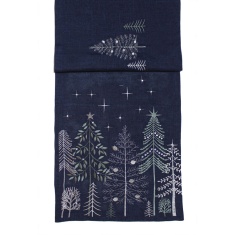 Peggy Wilkins Starlight Pines Christmas Table Runner 14"x 75" - Navy