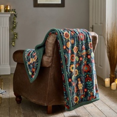 Deyongs Folkloric Nutcracker Throw 130x170cm - Navy