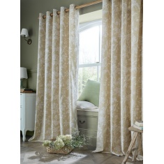 Laura Ashley Lloyd Lined Eyelet Curtains - Caramel