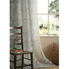 William Morris At Home Strawberry Thief Slot Top Voile Curtains - Hessian