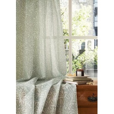 William Morris At Home Original Willow Slot Top Voile Curtains - Sage