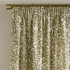 William Morris At Home Original Willow Lined Pencil Pleat Curtains - Olive