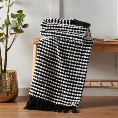 Catherine Lansfield Stab Stitch Throw 125x150cm - Black