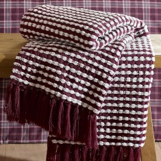 Catherine Lansfield Stab Stitch Throw 125x150cm - Plum