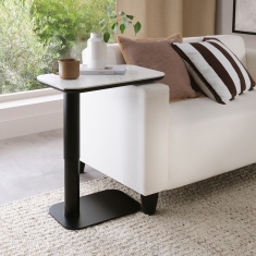 Sully Sintered Stone Gas Lift Adjustable Sofa Table - White