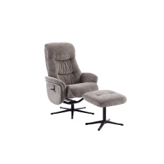 Houston Fabric Swivel Recliner & Stool Set - Ash