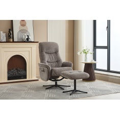 Houston Fabric Swivel Recliner & Stool Set - Ash