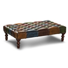 Metropolitan Rub Off Leather Patchwork Banquette Footstool Metropolitan Rub Off Leather Patchwork Banquette Footstool