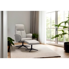 G Plan Nysted Manual Recliner Chair & Stool Set in Leather