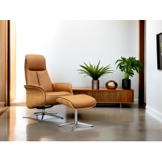 G Plan Skara Manual Recliner Chair & Stool Set in Leather