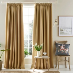 Laura Ashley Stephanie Pencil Pleat Blackout Curtains - Pale Gold Laura Ashley Stephanie Pencil Pleat Blackout Curtains - Pale Gold
