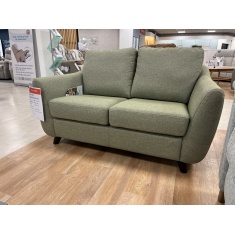 G Plan Vintage Martha 2 Seater Sofa in Zahara Olive Fabric With Walnut Wood