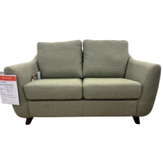 G Plan Vintage Martha 2 Seater Sofa in Zahara Olive Fabric With Walnut Wood