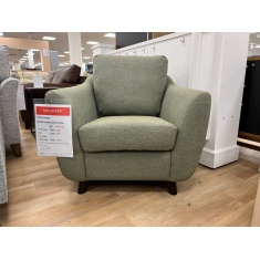 G Plan Vintage Martha Chair in Zahara Olive Fabric With Walnut Wood