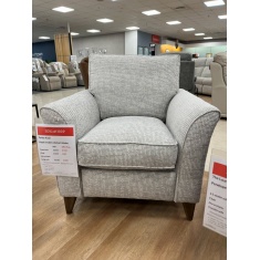 Parker Knoll Hazel Chair in Ventura Smoke Fabric With Vintage Oak Tapered Legs
