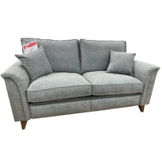Parker Knoll Rowan Large 2 Seater Sofa in Mamas Sky Fabric With Vintage Oak Tapered Legs
