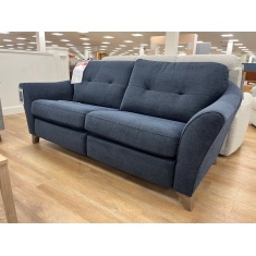 G Plan Hatton 3 Seater Sofa in Girona Midnight Fabric With Walnut Wood