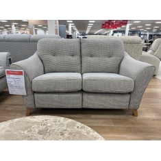 G Plan Hatton 2 Seater Sofa in Sahara Sand Fabric With Walnut Wood