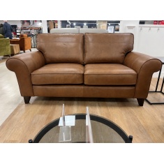 The Lounge Co Penelope 2.5 Seater Sofa in Dallas Tan Leather With Vintage Oak Tapered Legs