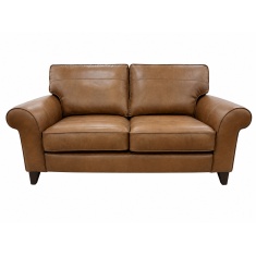 The Lounge Co Penelope 2.5 Seater Sofa in Dallas Tan Leather With Vintage Oak Tapered Legs