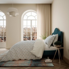 V&A Ribbon Lattice Duvet Set - Teal