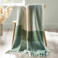 Catherine Lansfield Faux Mohair Check Throw 130x170cm - Green
