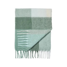 Catherine Lansfield Faux Mohair Check Throw 130x170cm - Green