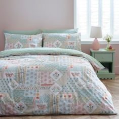 Catherine Lansfield Folk Patchwork Duvet Set - Green